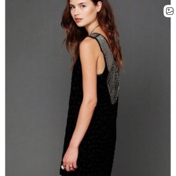 Free People black velvet beaded dress size 4 - Picture 3 of 6